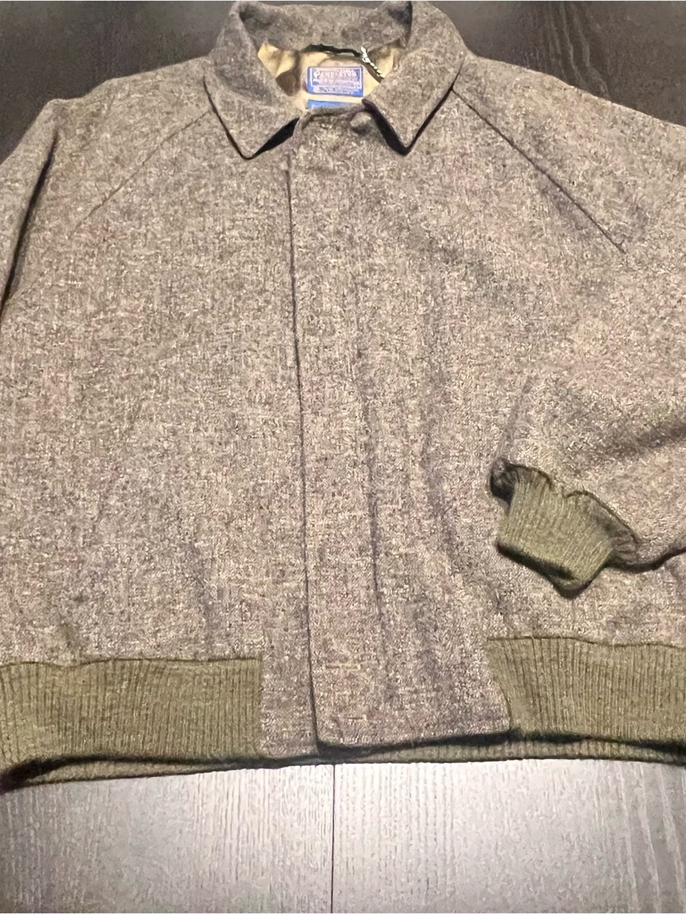 Vintage Pendleton Wool-Blend Bomber Jacket with Olive Trim